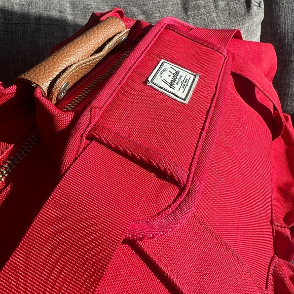 Red Backpack with Striped Interior - Picture 3 of 9